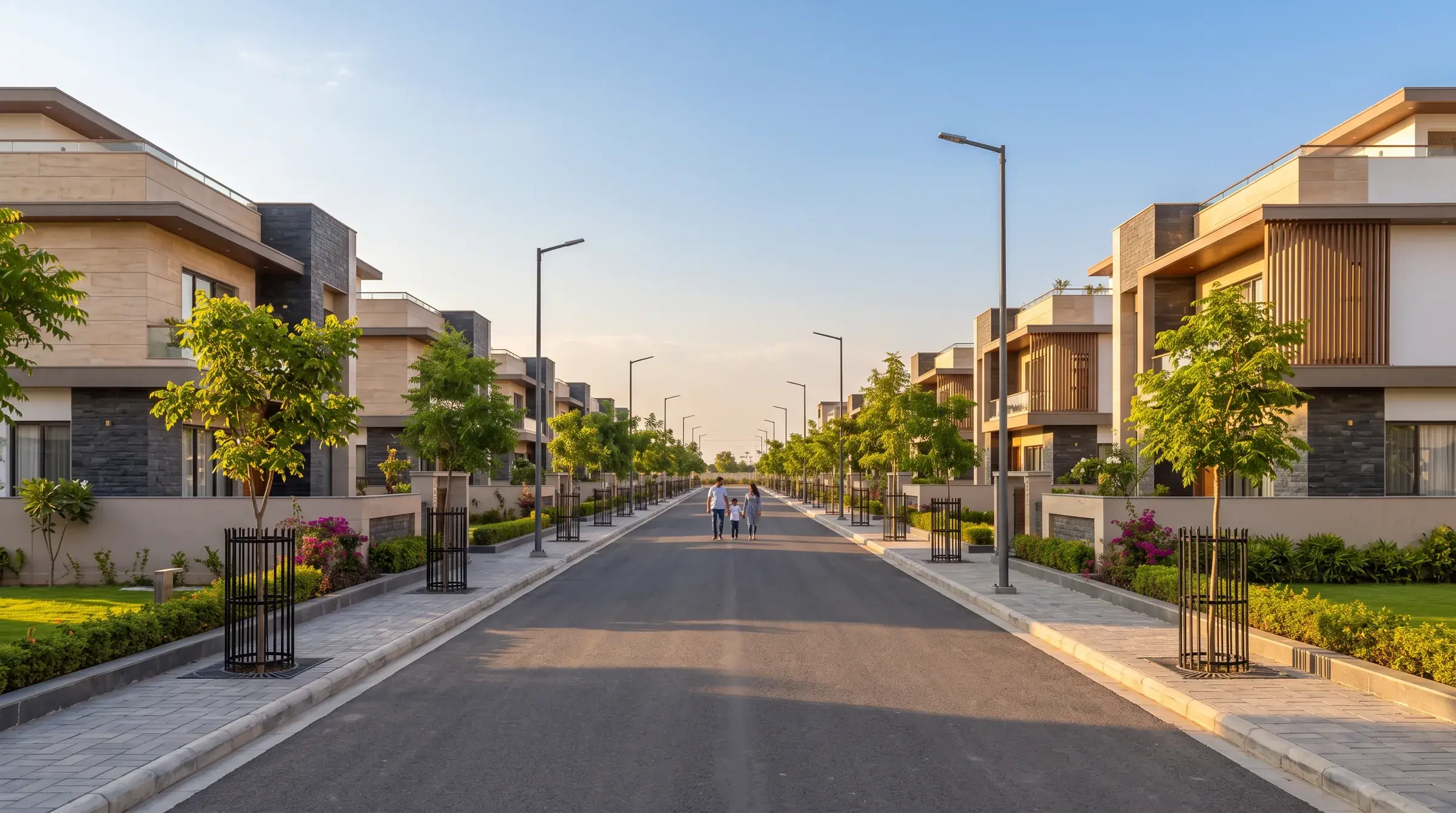 Internal road at golden hour — artist's impression