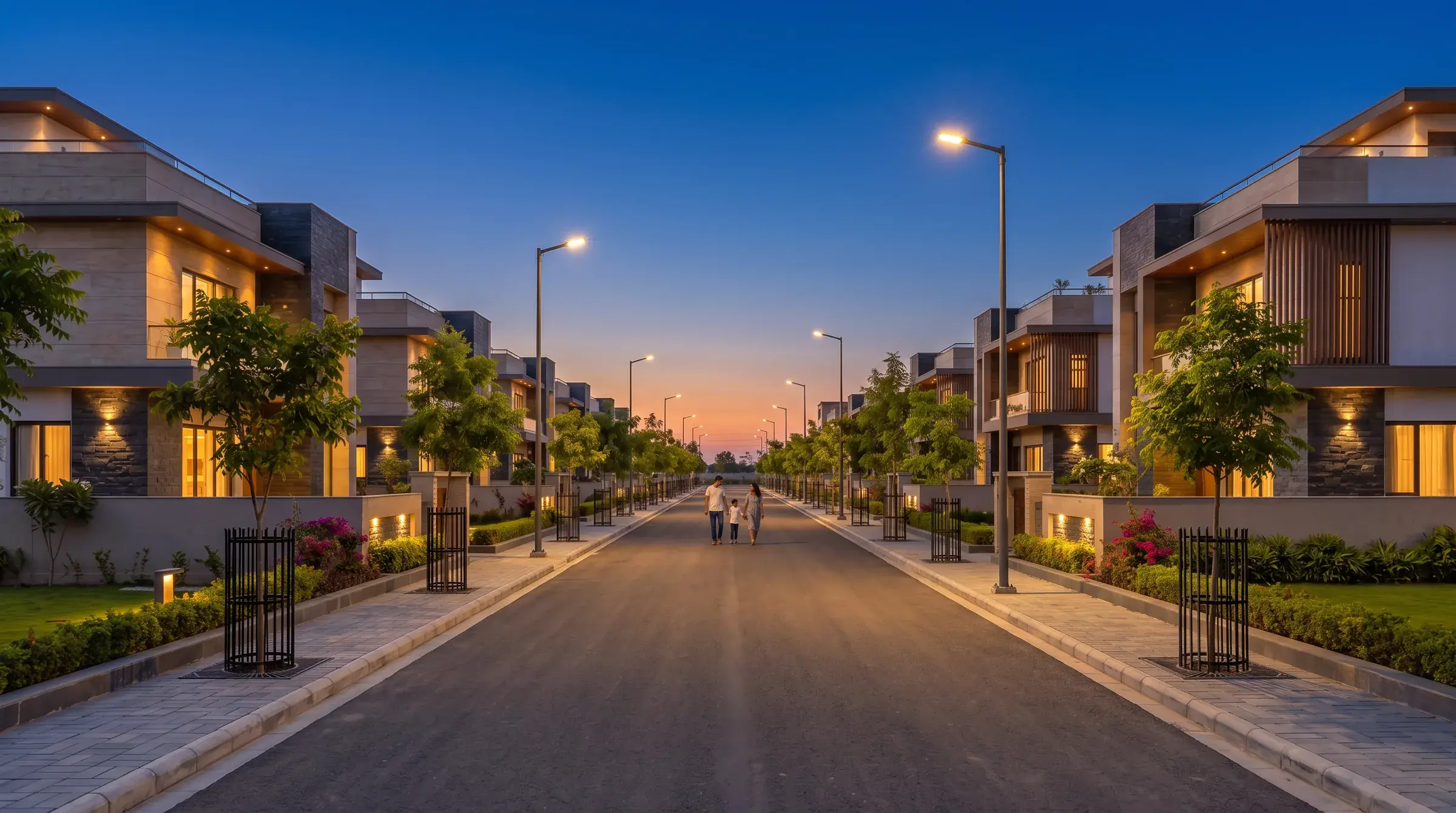 Internal road at dusk — artist's impression