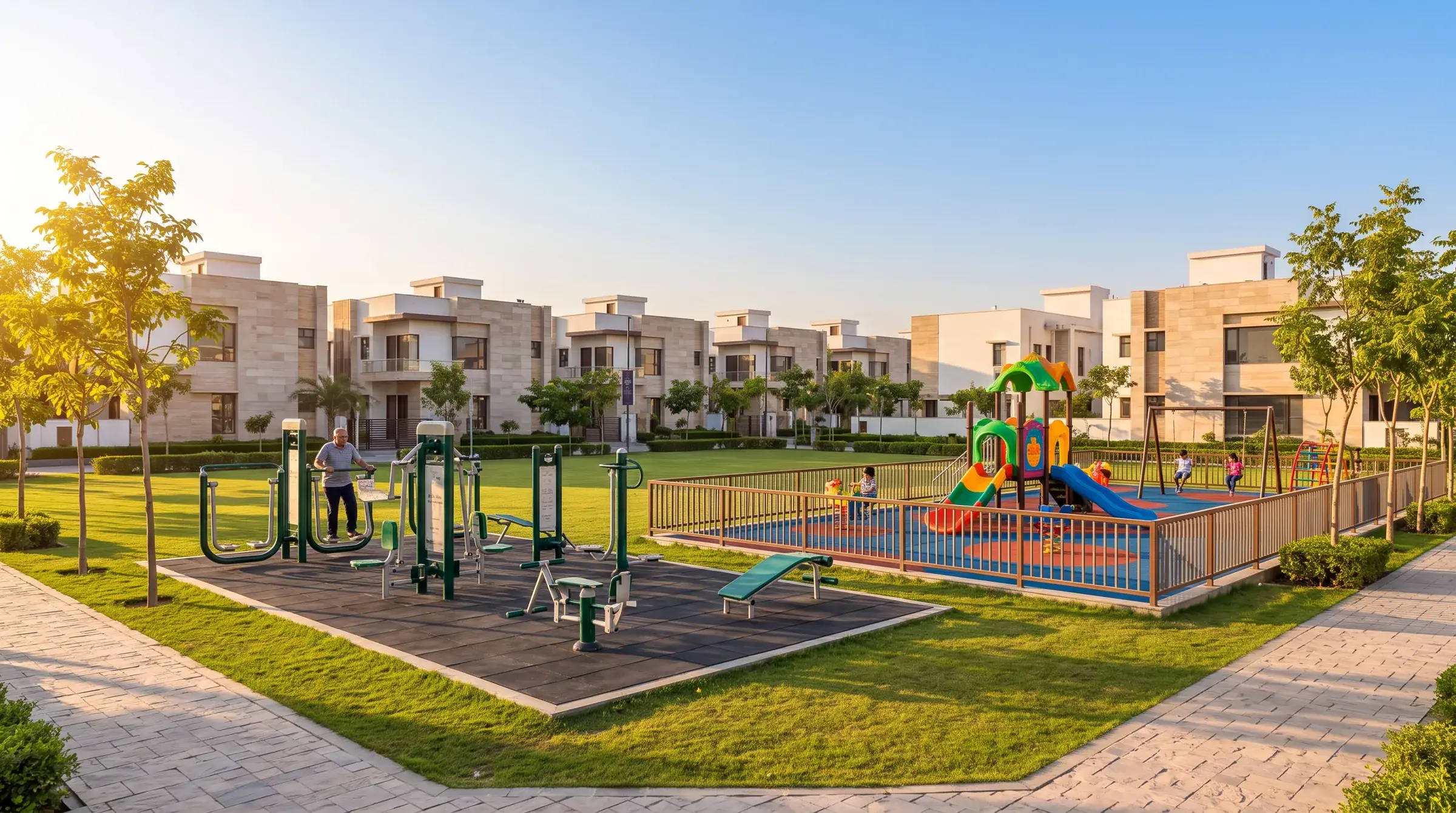 Outdoor gym & kids' play area — artist's impression